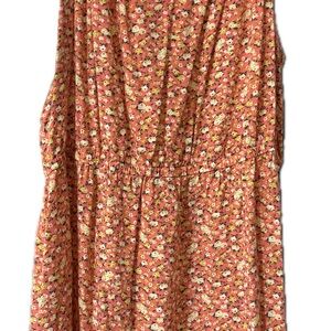 Floral Print Women's Dress - Orange